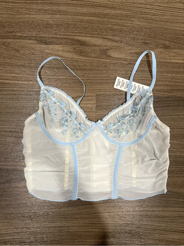 NWT Urban Outfitters Blue / White Floral Corset Top - Image 2