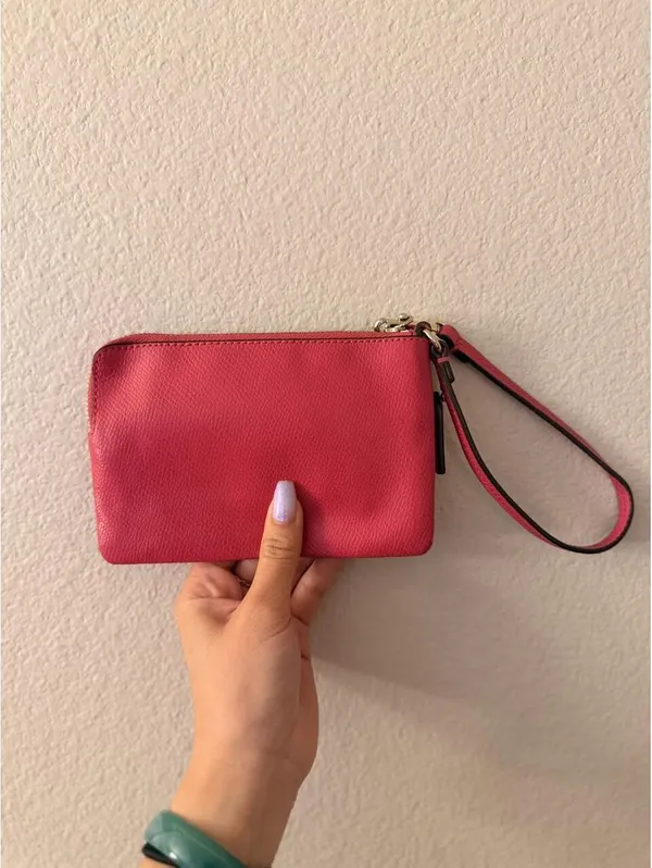 Hot Pink Leather Coach Wristlet - Image 2