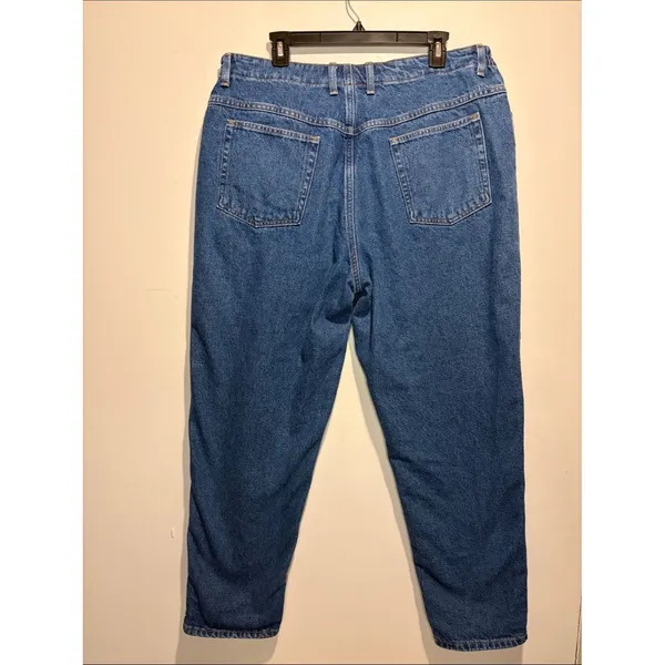 L.L.Bean Original Fit Relaxed 100% Cotton Plaid Lined Elastic Waist Jeans SZ 18W - Image 2