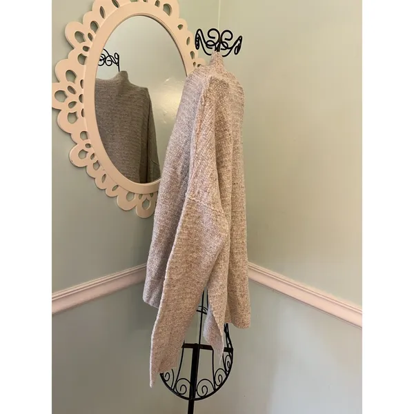 Free People‎ Cream Arctic Fox Mock Neck Zip Back Oversized Wool Blend Sweater S - Image 5