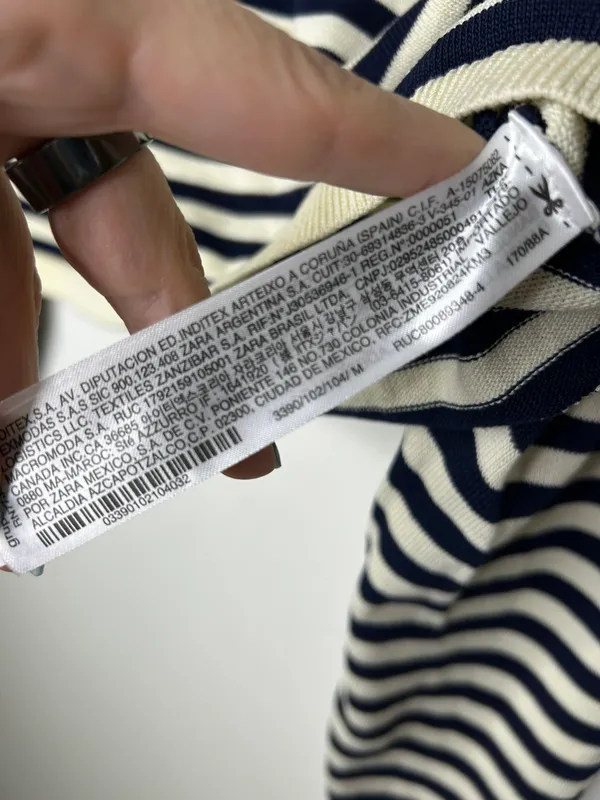 ZARA Striped Crop Blue White Knit Size Medium - Image 5
