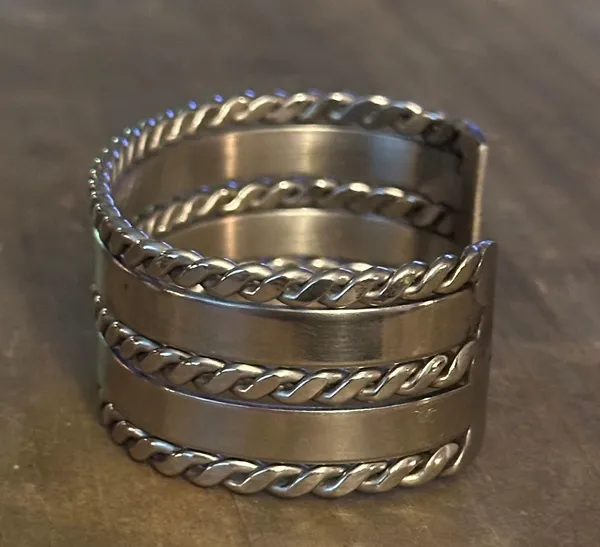 Stainless Steel Wide Cuff Bracelet Silver - Image 3