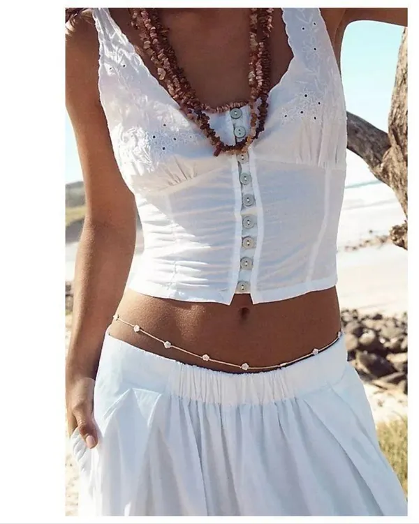 NWT Delicate Flower Belly Chain In Red - Image 11