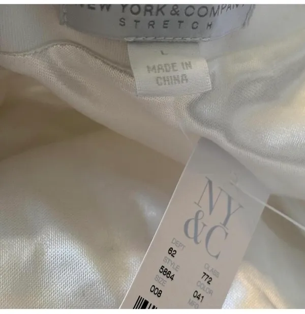New York & Company Strapless White Dress with Pink Waist Tie and Hem Accent - Image 8