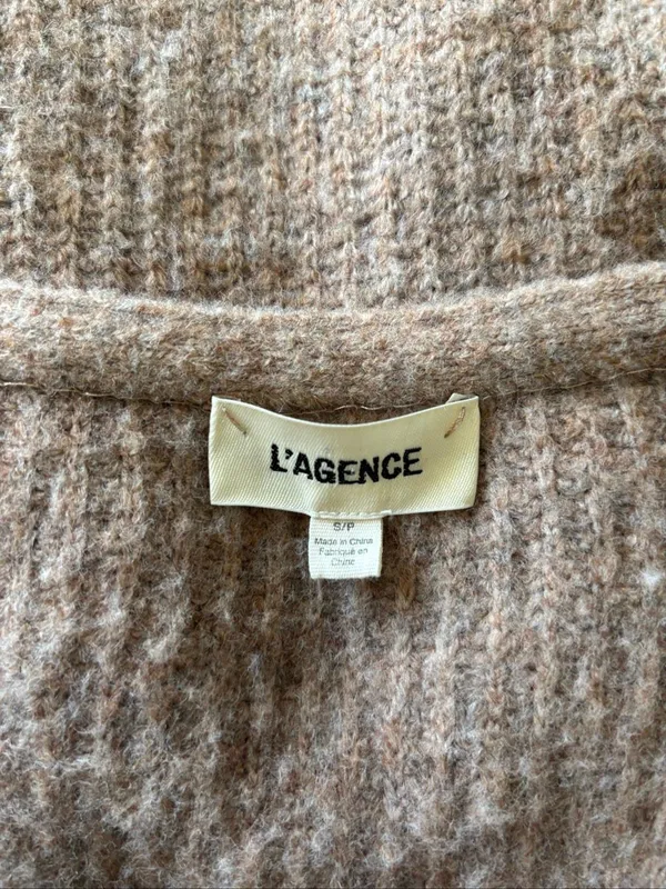 L’Agence Jamison Double-Breasted Cardigan Womens Size S Tan Cropped - Image 2