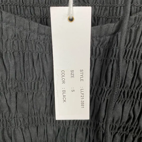 Love The Label Anthropologie Black Smocked Puff Sleeve Blouse Sz.S NWT - Image 11