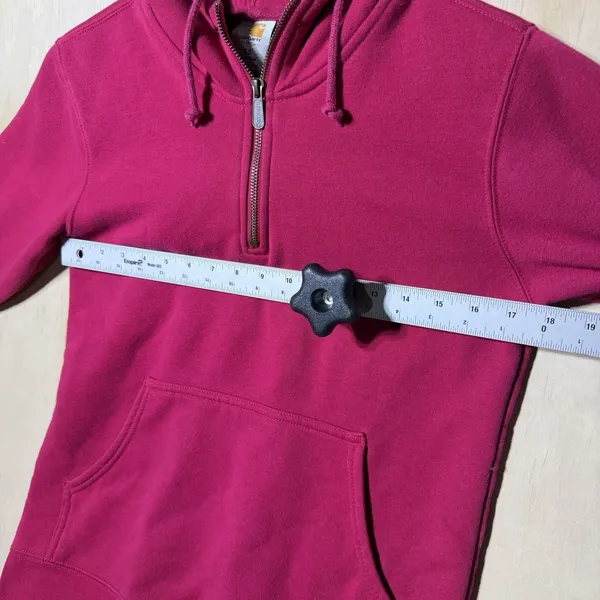 Carhartt Women’s XS Pink Quarter Zip Hoodie Sweatshirt Fleece Workwear Pullover - Image 6