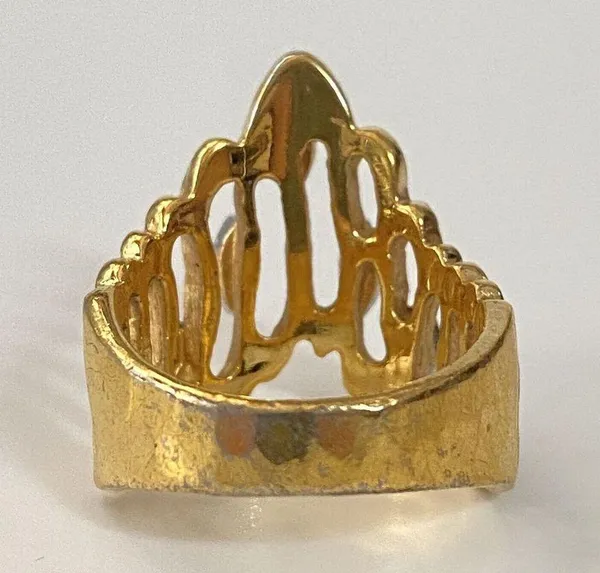 Vintage Tiara Or Crown Shape Ring Gold Plated Size 7 - Image 6