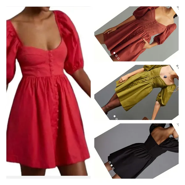 Anthropologie Maeve Puff-Sleeved Sweetheart MIni Dress - Image 4