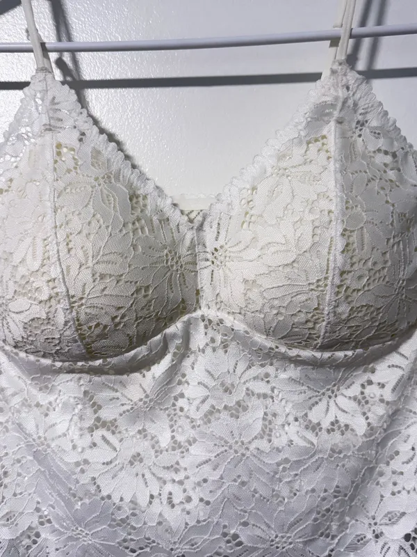 Lace Longline Bralette Camisole White Size XL - Image 2