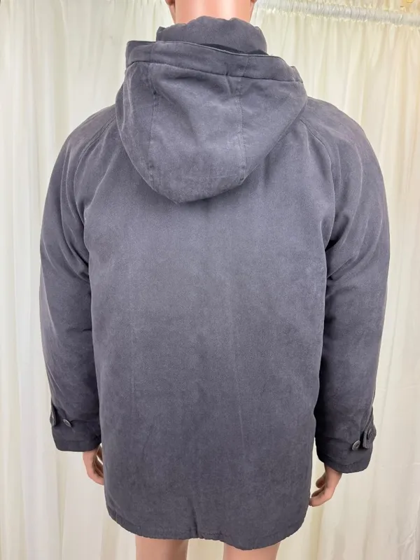 Women's London Fog Down Feather Fill Hooded Coat Jacket Sz MD Reg Charcoal Gray - Image 5