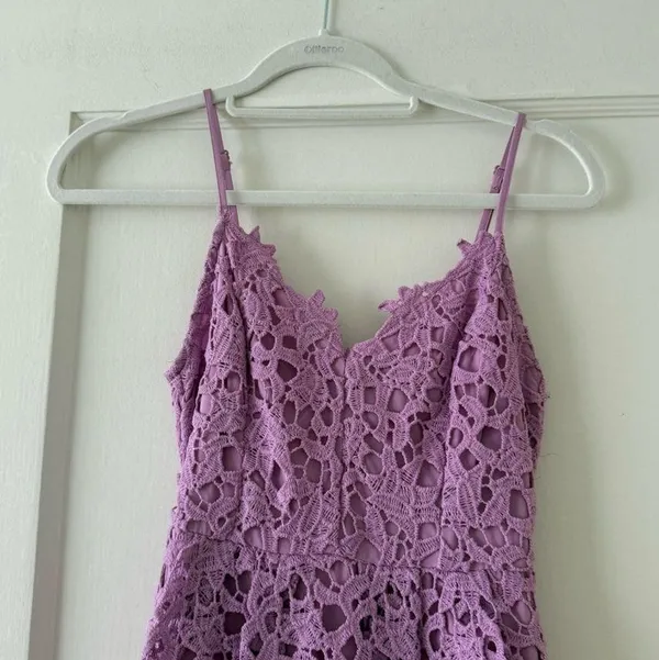 ASTR The Label Spaghetti Strap Lace Purple Midi Dress Cocktail Party Wedding XS - Image 3