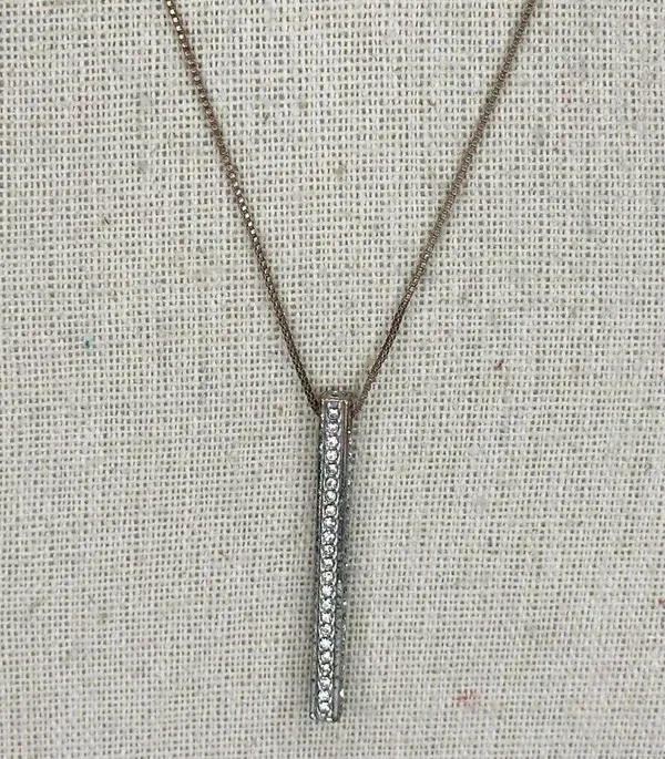 Chico's Gold and Silver Tone Box Chain Rhinestone Pendant Necklace - Image 6