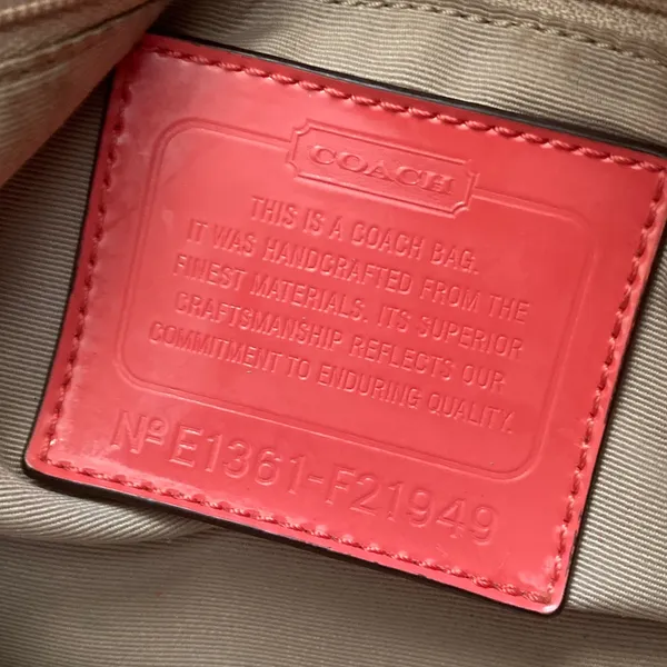 Coach Tan and Red Signature Canvas Shoulder Bag E1361-F21949 Fair Condition - Image 7