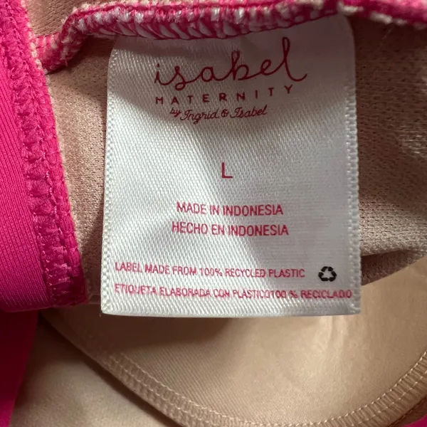 Isabel Maternity One Piece Swimsuit LARGE Pink Ruffle Plunge Padded Ruched Beach - Image 6