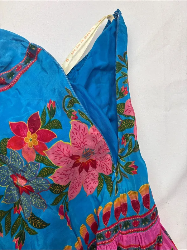 Farm Rio size small new Vibrant Floral Halter Midi Dress Anthropologie slip - Image 9