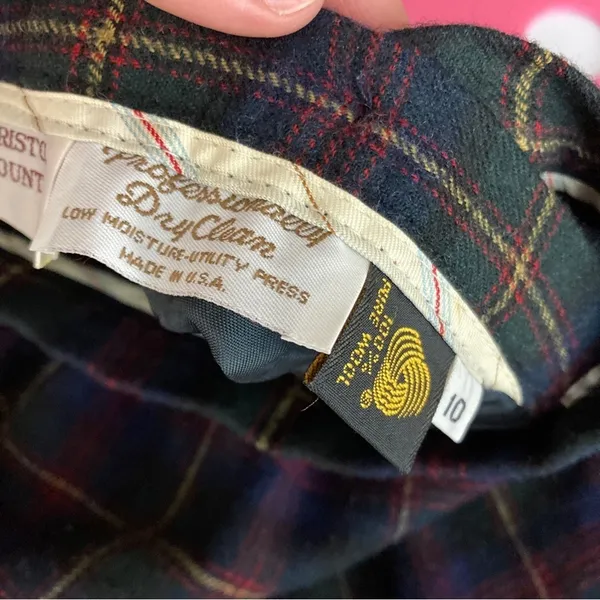 Bristol County Vintage 100% Wool Tartan Plaid Skirt Navy Green Made in USA 10? - Image 3