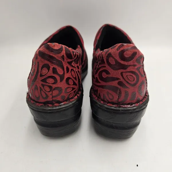 Boc Born Peggy Shoes Women’s 6 Red Embossed Tooled Slip On Floral Clogs Boho Y2K - Image 4