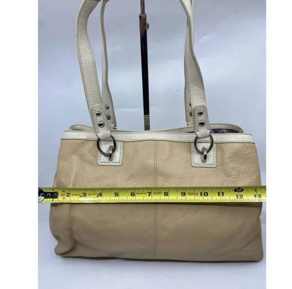 COACH Medium/ Large Leather Tan White Shoulder Bag - Image 5