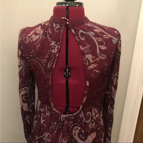 free people sweet thing printed tunic dress purple paisley burgundy size‎ small - Image 5