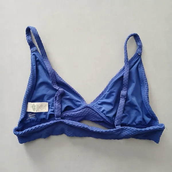 Blue Y2K Swim Resort Beach Vacation‎ Grunge Tropical Goth Bikini Top Large - Image 2