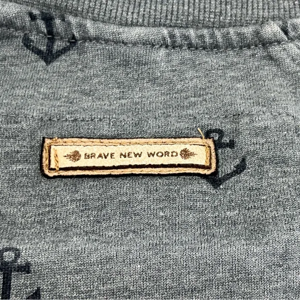 Naketano The Poet’s Choice Womens Crewneck Sweatshirt Medium Blue‎ Anchor *FLAW - Image 5