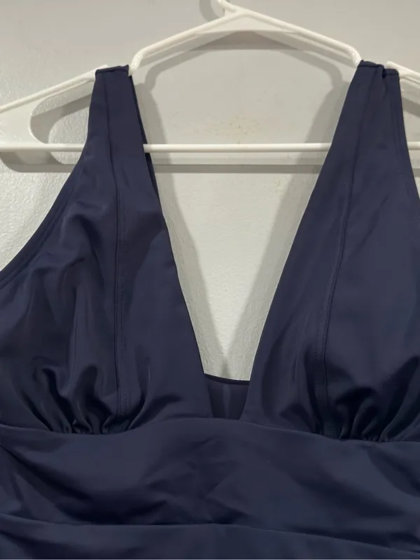 Andie The Mykonos One Piece Plunge Neck Swimsuit Navy Small S NWOT - Image 2