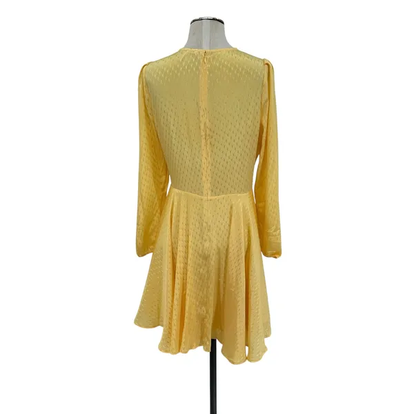 Maje Roseau Jacquard Skater Dress Long‎ Sleeve Yellow Size 40 US Large - Image 10