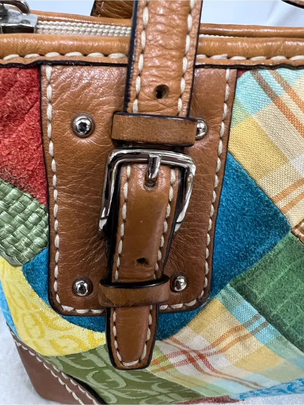 Fossil Patchwork Multicolor Women’s Satchel handbag purse - Image 10