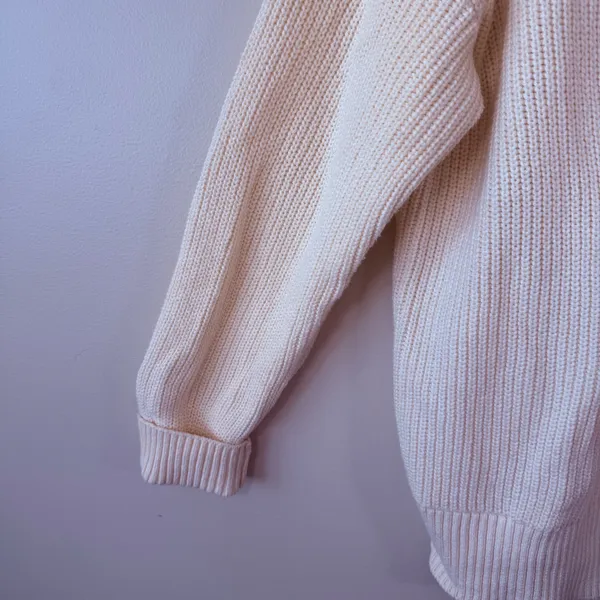 FAHERTY Cream Knit Cotten Cardigan‎ Sweater Women XL V-Neck Button Front Minimal - Image 8