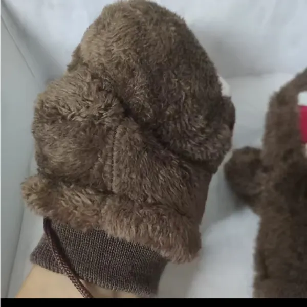 Brown Furry Monster Mittens - Image 4