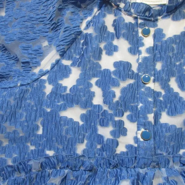 NWT Maeve by Anthropologie Tiered Jacquard Mini in Blue Organza A-line Dress XS - Image 4