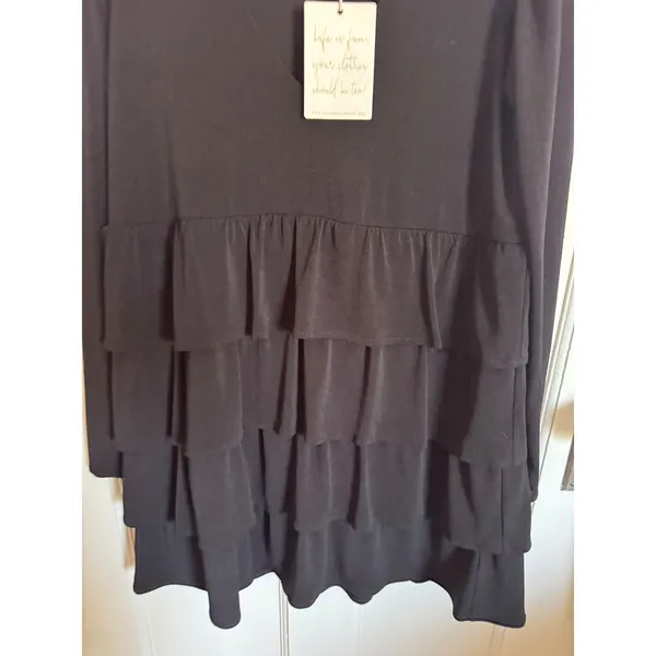 NWT Show Me Your Mumu black tiered‎ long sleeve mini dress size small - Image 3