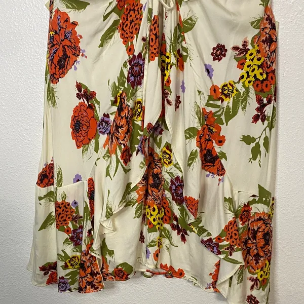 Free People Cream Floral Mini Dress Size M - Image 6