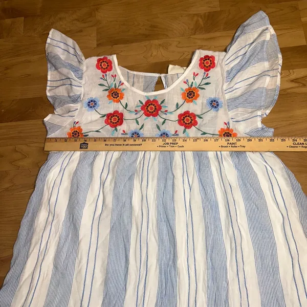 Perch by Blu Pepper‎ Embroidered Striped Tiered Ruffle Sleeve Dress 3XL - Image 9