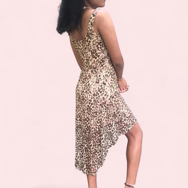 Lace Leopard Cheetah Print Dress Brown - Image 3