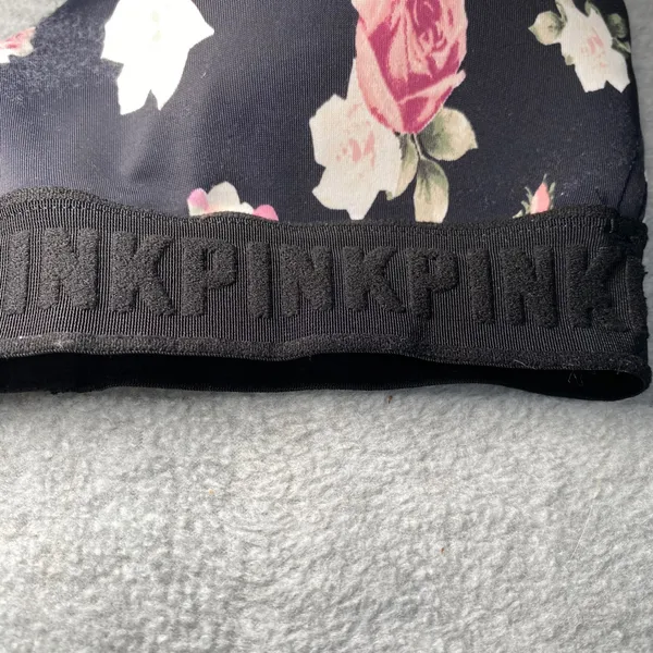 PINK Victoria's Secret‎ Wireless Bra Women's 34C Black Floral Everyday Wear GUC - Image 2