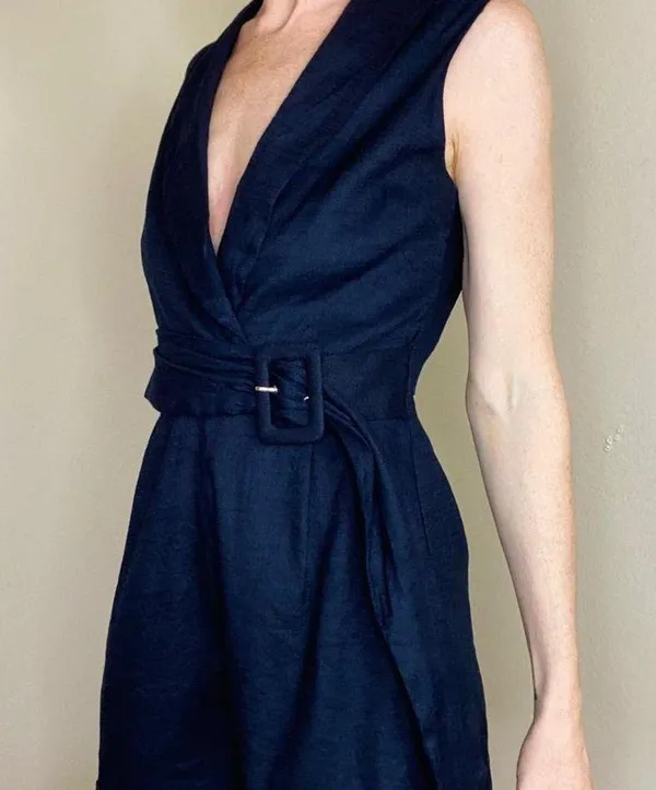 ZARA Dark Navy Blue Sailor Retro Sleeveless Romper - Image 5