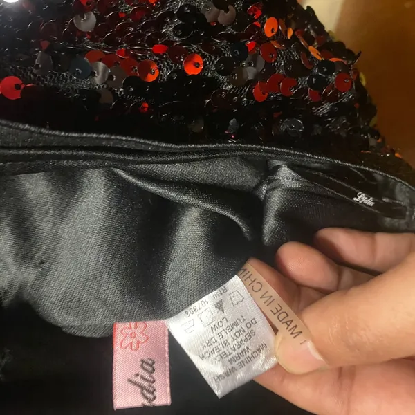 Lydia Black Red Sequined Mini Skirt Women's Size Large - Image 7