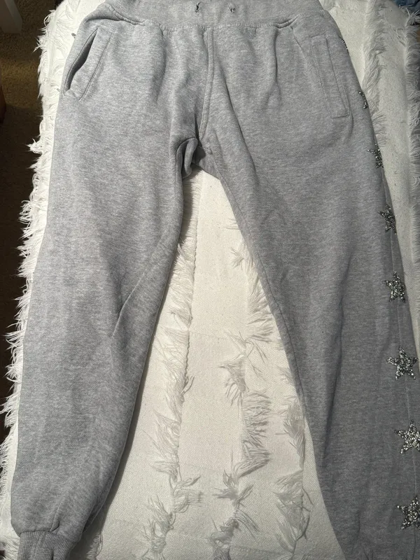 Grey Sweatpants With Silver Stars Gray - Image 2