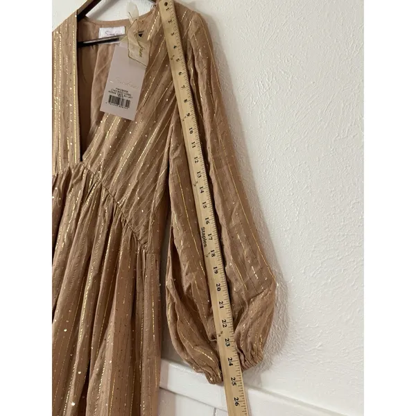 Sundress REVOLVE Chicago Long Maxi Dress XS/S Gold Sequin Lurex Boho Resort NWT - Image 10