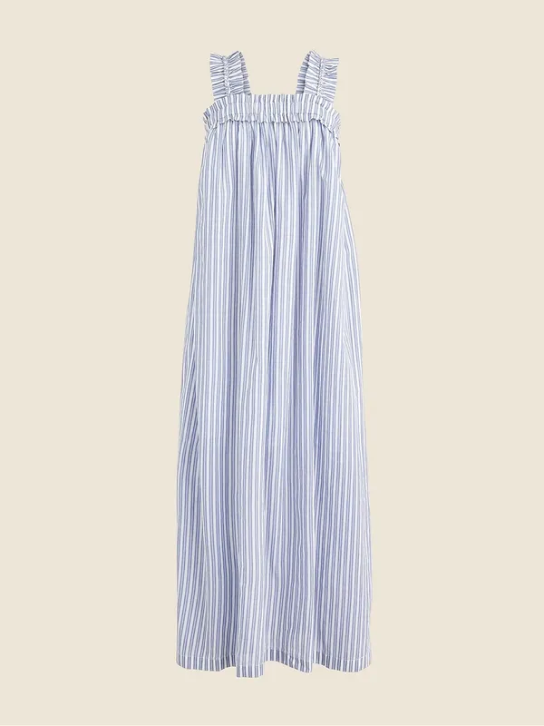 J.Crew Women’s Cotton voile ruffle-trim Lined dress striped With Pockets Size me - Image 3