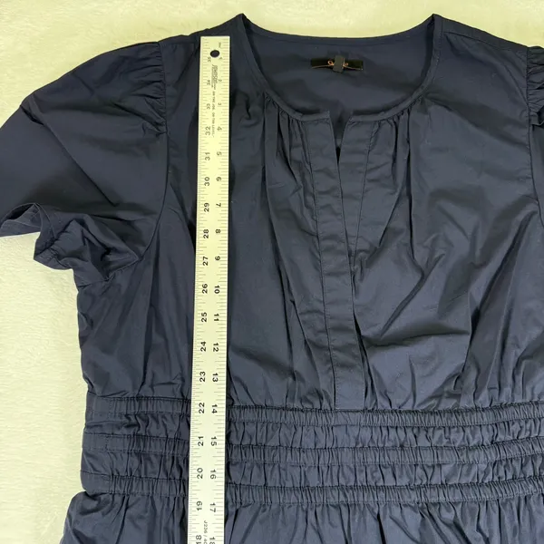 Quince Navy 100% Organic Cotton‎ Poplin Tiered Maxi Dress Large RK001-16278 - Image 5