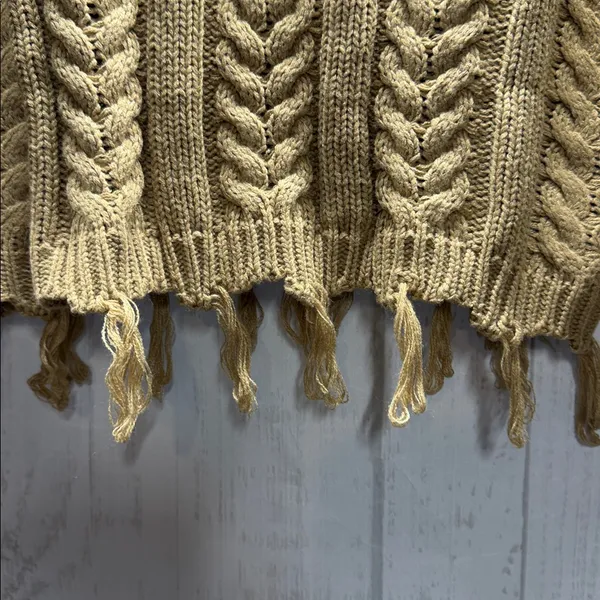 Altar'd State NWT Tan Fringed Cable Knit Sweater - Image 3