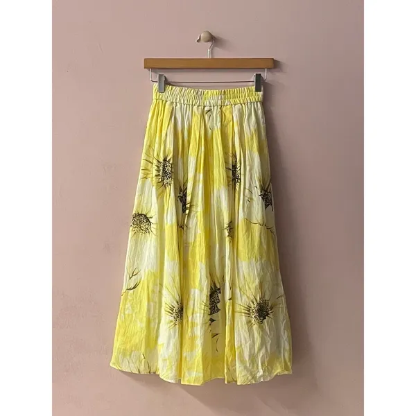 H&M Yellow Floral Elastic Waist Maxi Skirt Size XS NWT - Image 3
