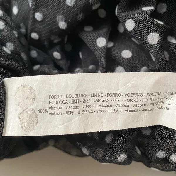 ZARA Polka Dot Ruched Mini Dress M Black‎ - Image 8