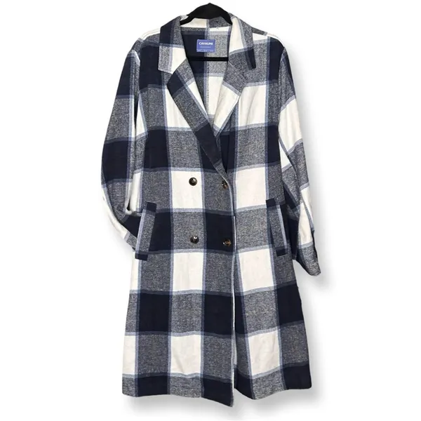 Cavalini Button Down Tartan Coat Sz 3X - Image 3