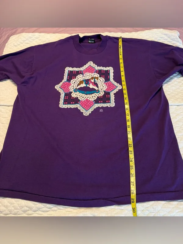 Vintage 80s Best Fruit of the Loom T Shirt Rocking Horse Adult Size XXL Purple - Image 10