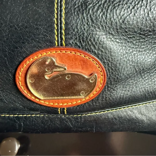 DOONEY & BOURKE Champosa Black Brown Pebbled Leather‎ Satchel Handbag XL - Image 9