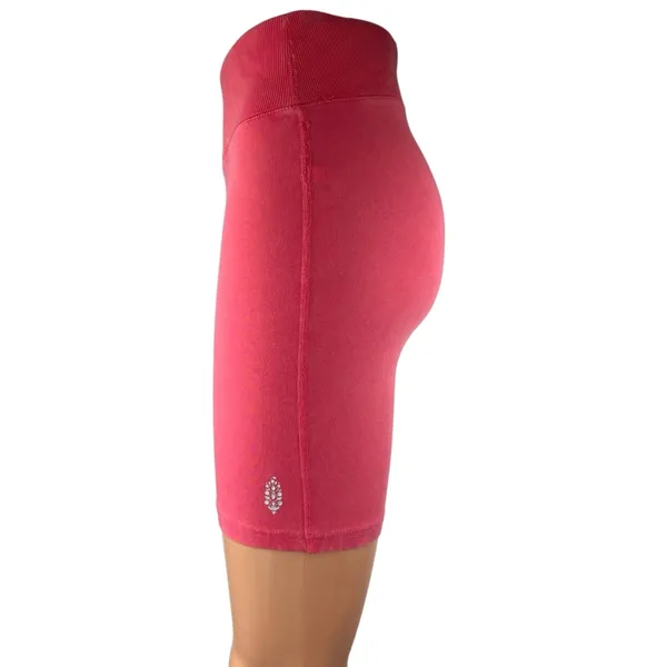 Free People Pink High Waisted Tight Yoga Workout Athletic Biker Shorts Size S - Image 2